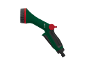 Pistolet pulvérisateur manuel vert avec des détails rouges et noirs pour l'arrosage du jardin.