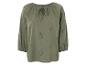 Chemisier vert olive à manches 3/4, broderie anglaise, style bohème.