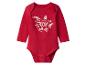 Body bébé rouge à manches longues avec inscription « Santa Baby » et motifs de Noël.