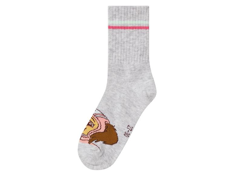 Chaussette grise pour enfant avec rayures roses et vertes et un ours de dessin animé