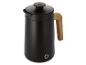 Cafetière noire avec poignée en bois et couvercle