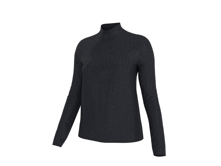 Sous-pull gris foncé à col montant pour femme avec manches longues