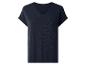 T-shirt en maille à manches courtes bleu marine avec col en V.