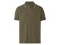 Polo vert olive avec bord blanc.