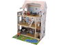 Grande maison de poupée en bois avec piscine, meubles et figurines.