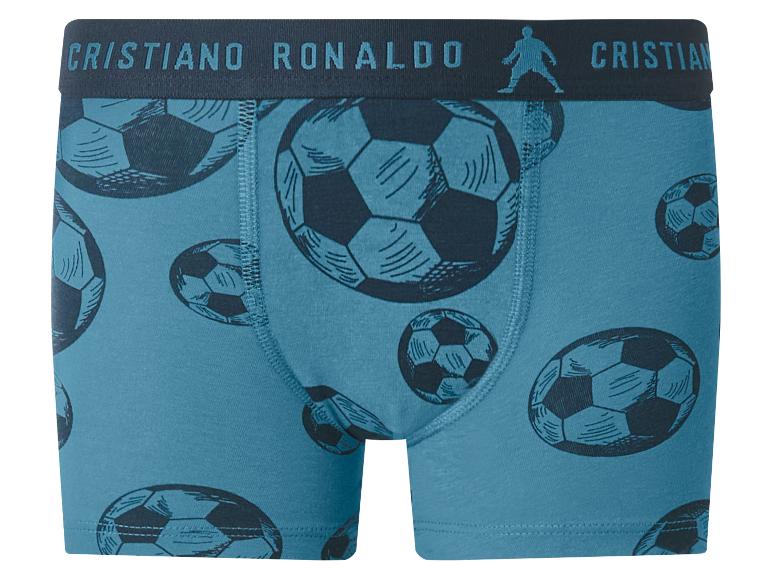 Boxer homme bleu avec imprimé ballons de football et ceinture avec texte.