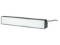 Un luminaire LED noir long et étroit.