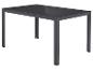 Table de jardin avec plateau en verre gris foncé et cadre métallique