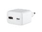 Chargeur USB blanc avec ports USB-A et USB-C (PD 20W)