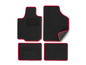 Tapis de sol de voiture noirs avec une bordure rouge.