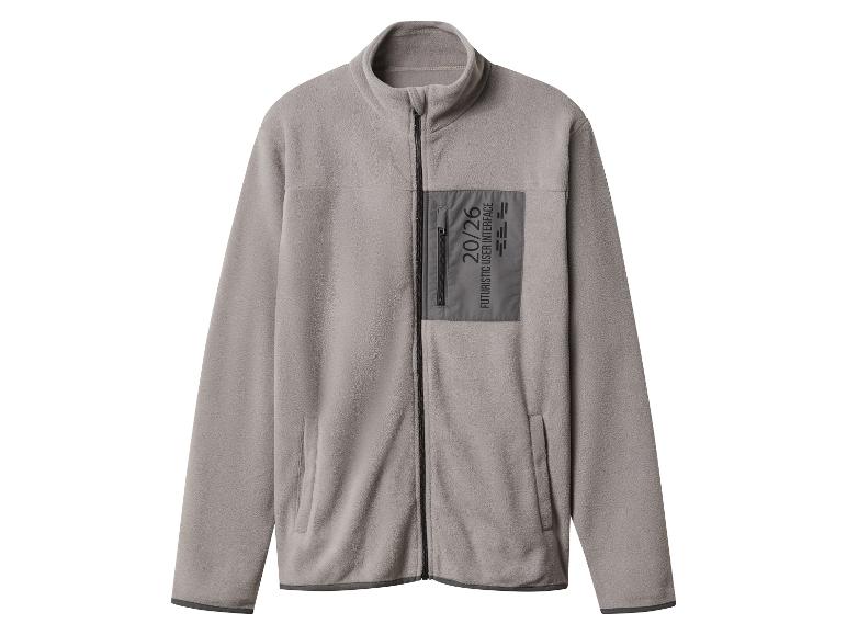 Veste polaire grise zippée avec poche imprimée de texte