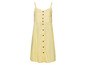 Robe jaune à bretelles fines avec boutons.