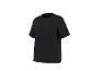T-shirt noir à manches courtes et col rond, avec une petite étiquette blanche à l'intérieur du col.