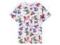 T-shirt blanc à manches courtes avec motif de super-héros coloré et texte « Avengers Assemble ».