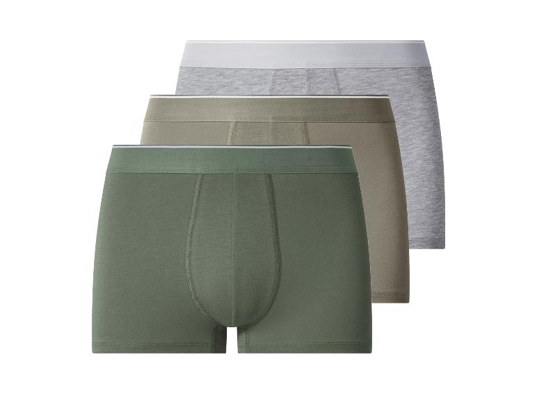 Lot de 3 boxers en coton pour homme en vert, kaki et gris