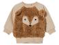 Sweat-shirt beige pour enfant avec une applique tête de renard marron.
