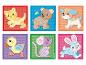 Six adorables cartes d'animaux pour enfants, parfaites pour les activités créatives.