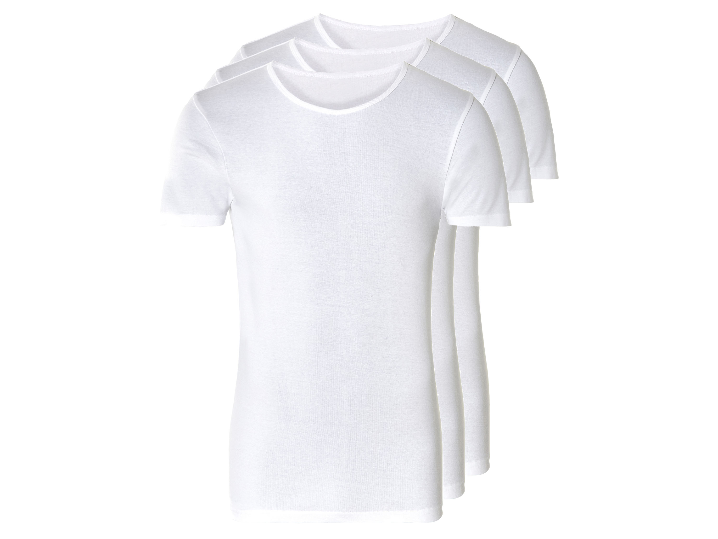 LIVERGY® Lot de 3 t-shirts manches courtes homme  (col rond, blanc)