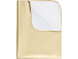 Une couverture pliable dorée avec un dessous blanc.