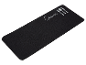 Tapis de cuisine noir avec couverts imprimés.