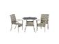 Ensemble bistro de jardin en osier gris avec table ronde et deux chaises.