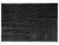 Tapis rectangulaire noir avec un motif géométrique de lignes horizontales et courbes.