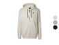 Sweat à capuche zippé pour homme en beige, avec trois échantillons de couleur à côté.