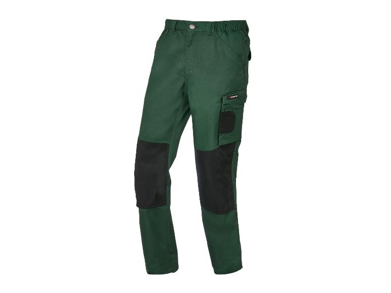 Pantalon de travail vert avec genouillères de Parkside.