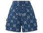 Shorts en jean bleu avec un imprimé 'L.O.D.L' et 'Tø.T'.