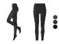 Collants et leggings noirs avec échantillons de couleurs.