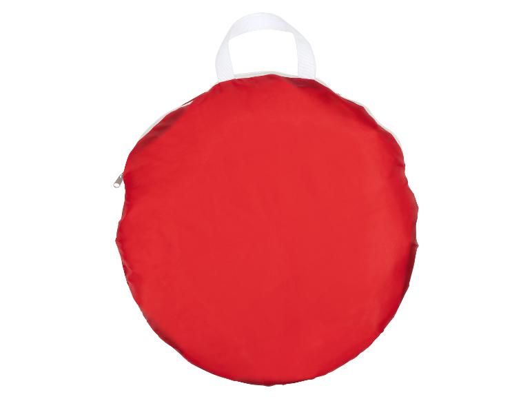 Sac de rangement rond rouge avec poignée blanche et fermeture éclair