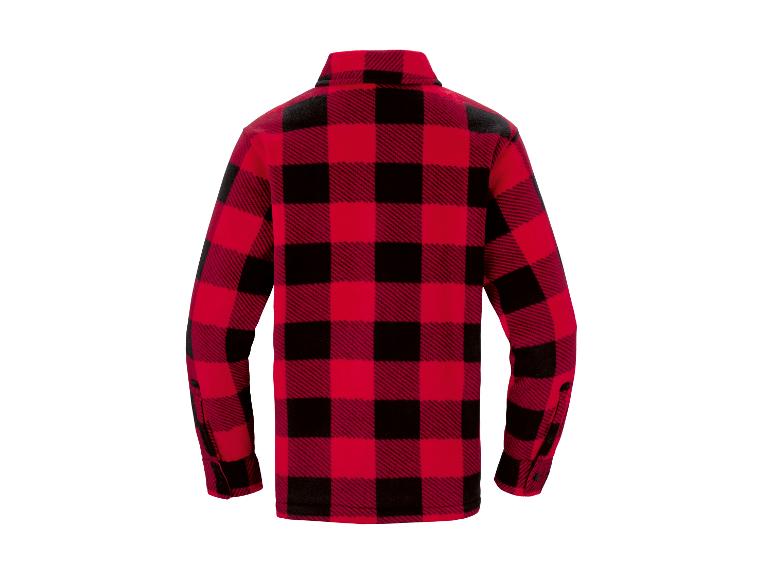 Chemise en flanelle à carreaux rouges et noirs, vue arrière.