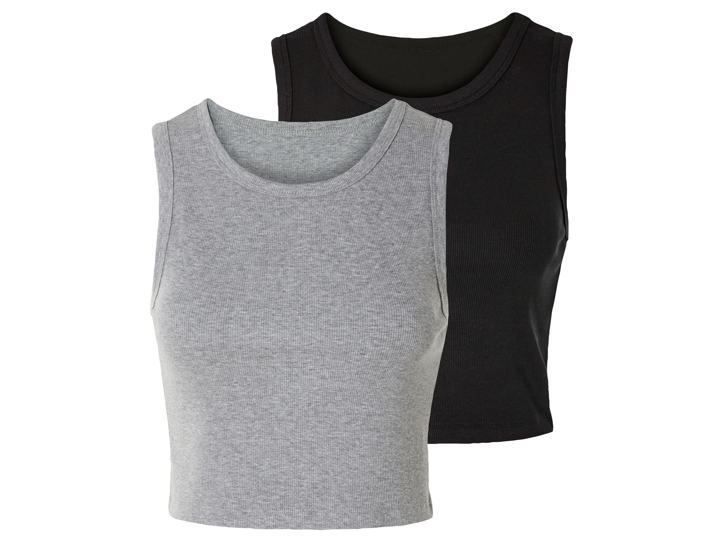esmara® Lot de 2 crop tops femme (noir/gris)
