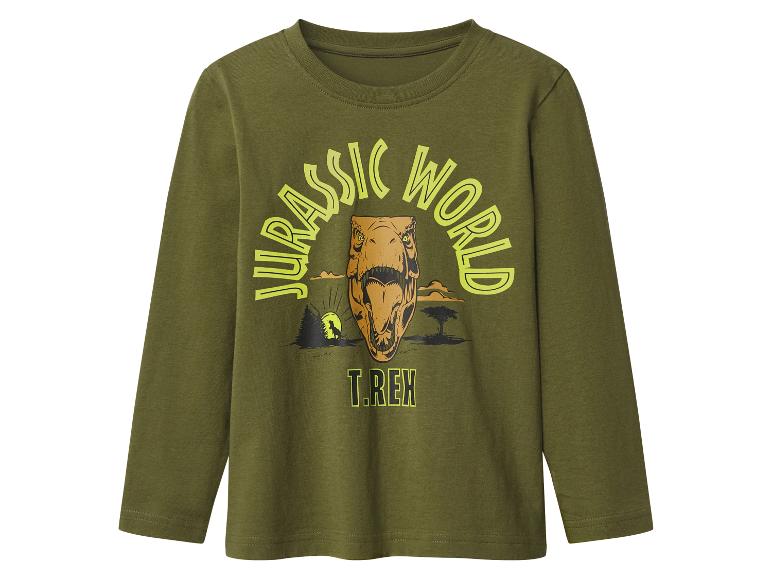 T-shirt vert à manches longues Jurassic World T.REX pour enfants.