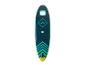Planche de paddle gonflable bleu-vert et jaune.