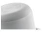 Coupe en plastique gris clair et socle métallique.