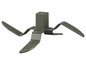 Un support en plastique vert avec trois bras pour accrocher des outils.