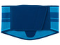 Bande de soutien lombaire bleue avec des rayures bleues et blanches.