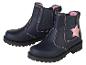 Deux bottes pour filles bleu foncé avec une étoile rose.