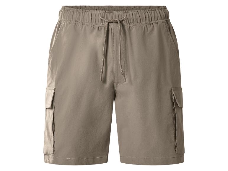 Short cargo kaki pour homme avec taille élastique et cordon de serrage.