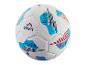 Ballon de foot Crivit blanc et bleu ciel à motifs.
