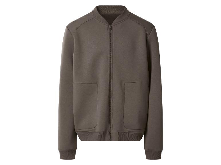 Blouson bomber marron pour homme avec fermeture éclair et poches.