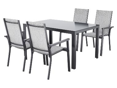 LIVARNO® Table de jardin + Lot de 4 fauteuils en aluminium Houston