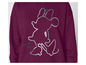 Un sweat-shirt bordeaux avec un motif Minnie Mouse argenté.