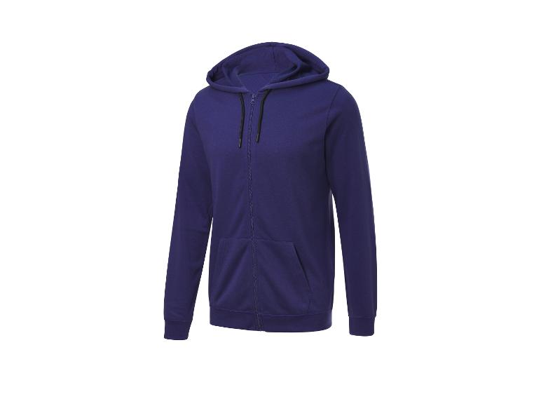 Un sweat à capuche bleu marine avec une fermeture éclair.