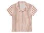 Chemise à manches courtes à rayures rose et blanches.