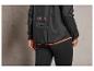 Une veste noire avec une bordure orange et le logo VCTCV.