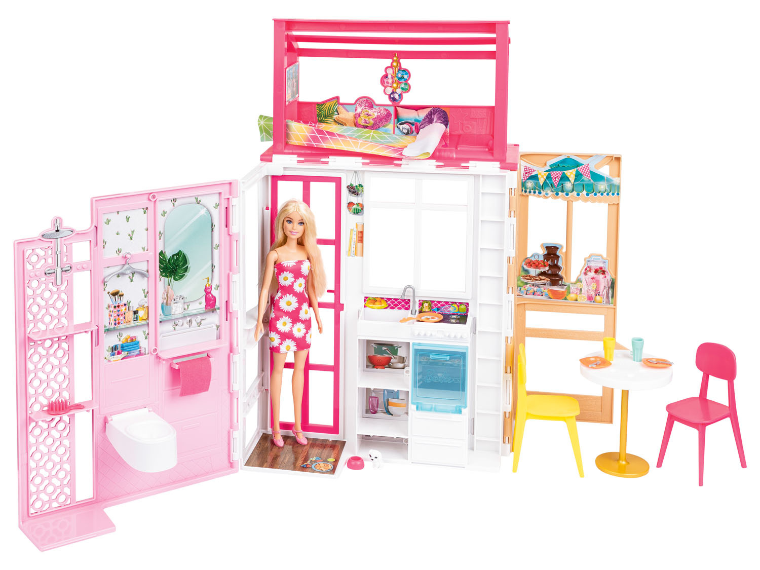 Maison de barbie + 2 barbie + 1 filette + nombreux accessoires