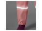 Pantalon de pluie rose avec des bandes réfléchissantes.