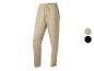 Pantalon de jogging beige avec taille élastique et cordon de serrage, avec un petit logo sur la cuisse.